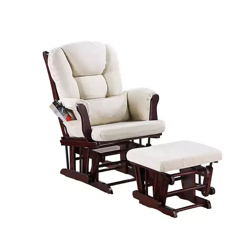Fauteuil inclinable manuel Royal Hampton Glider avec ottoman, bois brun, beige carré