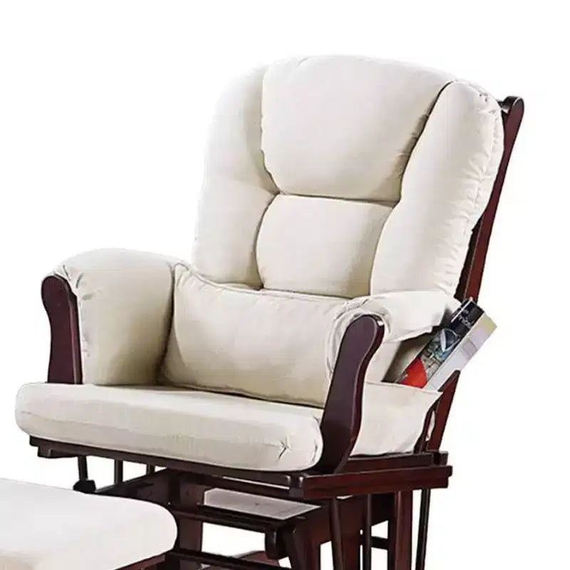 Fauteuil inclinable manuel Royal Hampton Glider avec ottoman, bois brun, beige carré