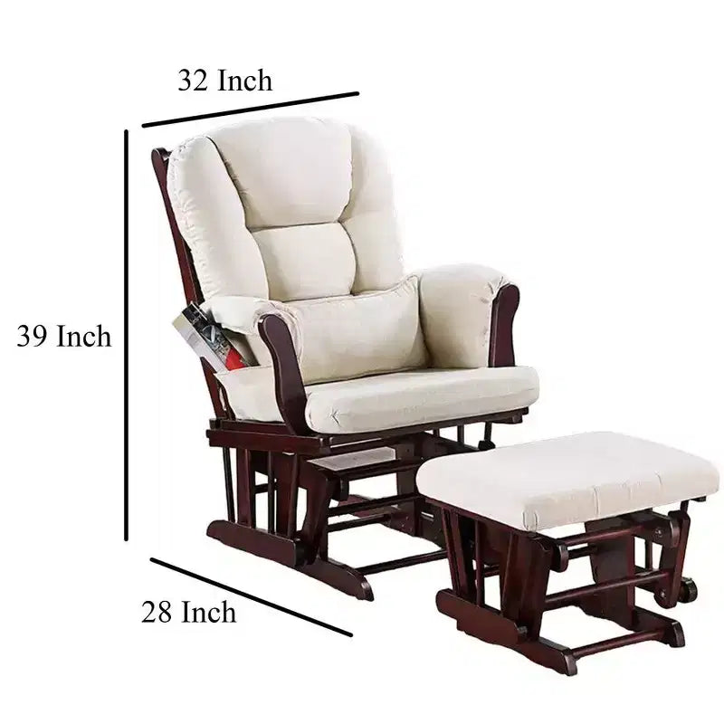 Fauteuil inclinable manuel Royal Hampton Glider avec ottoman, bois brun, beige carré