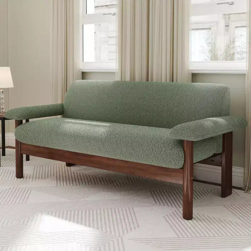 Christopher Knight Home Basile Canapé moderne 2 places 72,8 po avec coussins d'accoudoir et pieds en bois d'hévéa
