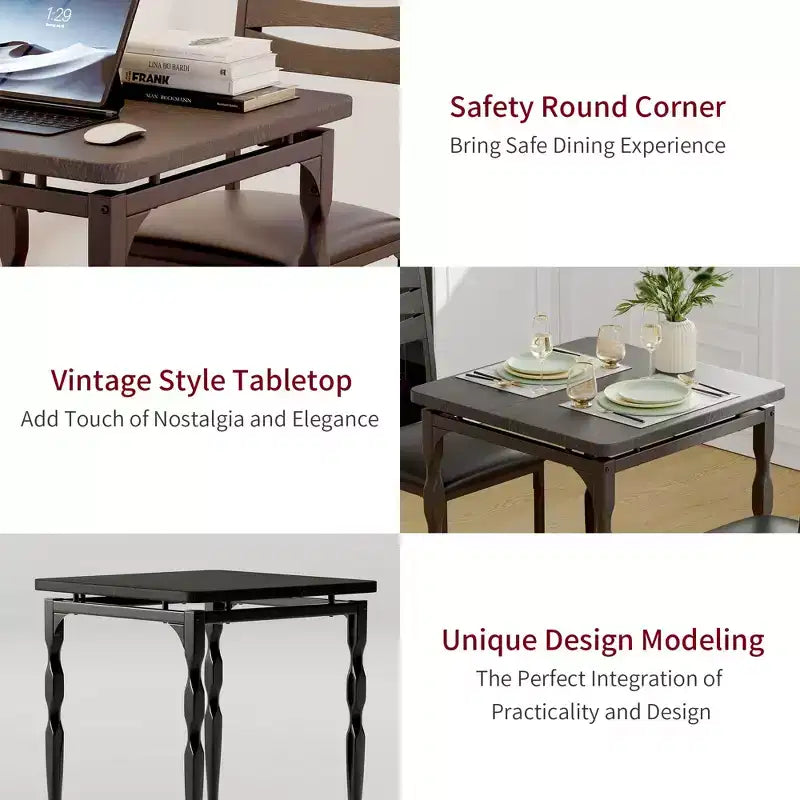Ensemble de salle à manger pour 2, pieds de table en spirale, assise ergonomique confortable, ensemble table de bar, pour petits espaces, cuisine, appartement