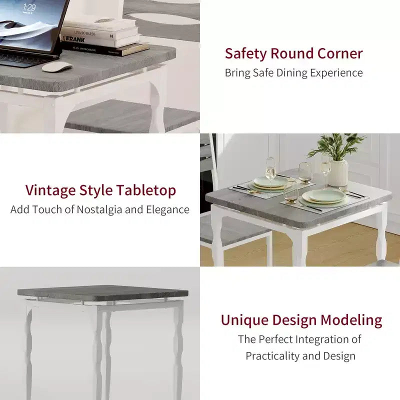 Ensemble de salle à manger pour 2, pieds de table en spirale, assise ergonomique confortable, ensemble table de bar, pour petits espaces, cuisine, appartement