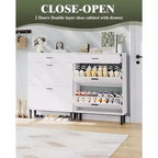 Shoe Storage Cabinet with Dual Flip Drawers, Space-Saving Shoe Organizer for Entryway, Hallway, or Mudroom
