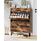 Shoe Storage Cabinet with Dual Flip Drawers, Space-Saving Shoe Organizer for Entryway, Hallway, or Mudroom