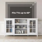 Meuble TV en bois pour téléviseur de 65 pouces, meuble de divertissement moderne avec armoires de rangement, table console multimédia