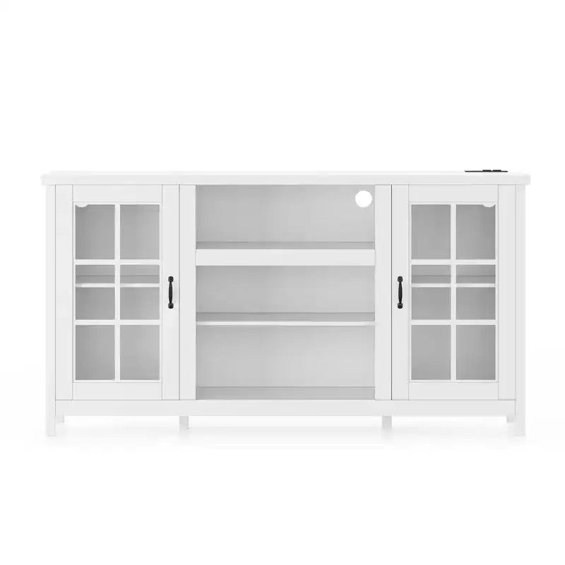 Meuble TV en bois pour téléviseur de 65 pouces, meuble de divertissement moderne avec armoires de rangement, table console multimédia