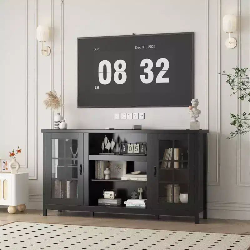 Wood TV Stand for 65 Inch, Modern TVs Entertainment Center with Storage Cabinets Media Console Table