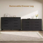 Commode Garvee 8 tiroirs pour chambre à coucher, commode de 140 cm de large, tiroirs horizontaux indépendants avec rangement, commode de rangement en bois pour chambre à coucher