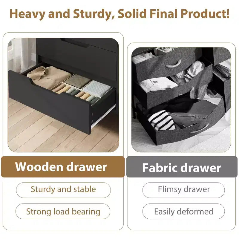 Commode Garvee 8 tiroirs pour chambre à coucher, commode de 140 cm de large, tiroirs horizontaux indépendants avec rangement, commode de rangement en bois pour chambre à coucher