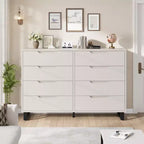 Commode Garvee 8 tiroirs pour chambre à coucher, commode de 140 cm de large, tiroirs horizontaux indépendants avec rangement, commode de rangement en bois pour chambre à coucher