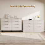 Commode Garvee 8 tiroirs pour chambre à coucher, commode de 140 cm de large, tiroirs horizontaux indépendants avec rangement, commode de rangement en bois pour chambre à coucher