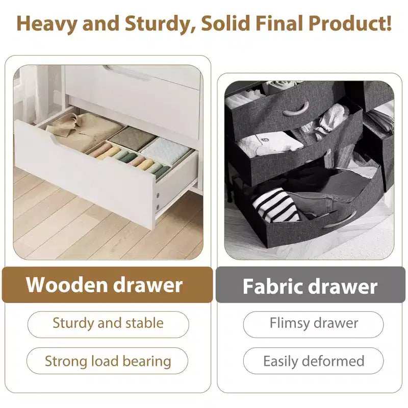 Commode Garvee 8 tiroirs pour chambre à coucher, commode de 140 cm de large, tiroirs horizontaux indépendants avec rangement, commode de rangement en bois pour chambre à coucher