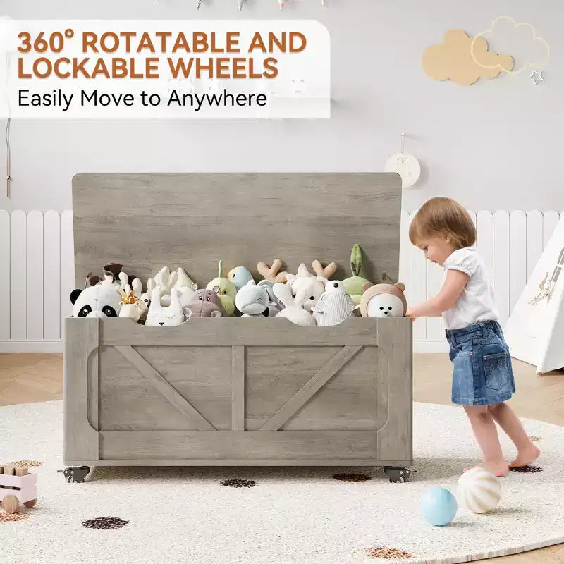 COZONY Coffre de rangement 39" avec roulettes, Banc de rangement moderne en bois, Capacité de 350 lb, Entrée, Chambre, Salon, Gris