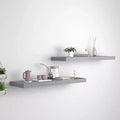 Wall Shelf Set of 2 Grey Honeycomb MDF, Metal 2 pieces, Medium
