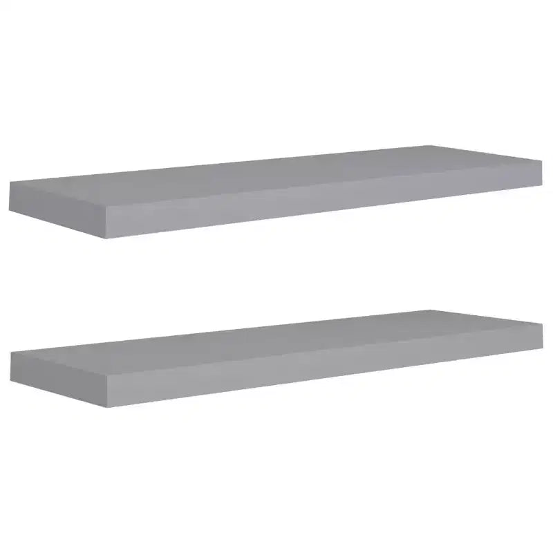 Wall Shelf Set of 2 Grey Honeycomb MDF, Metal 2 pieces, Medium