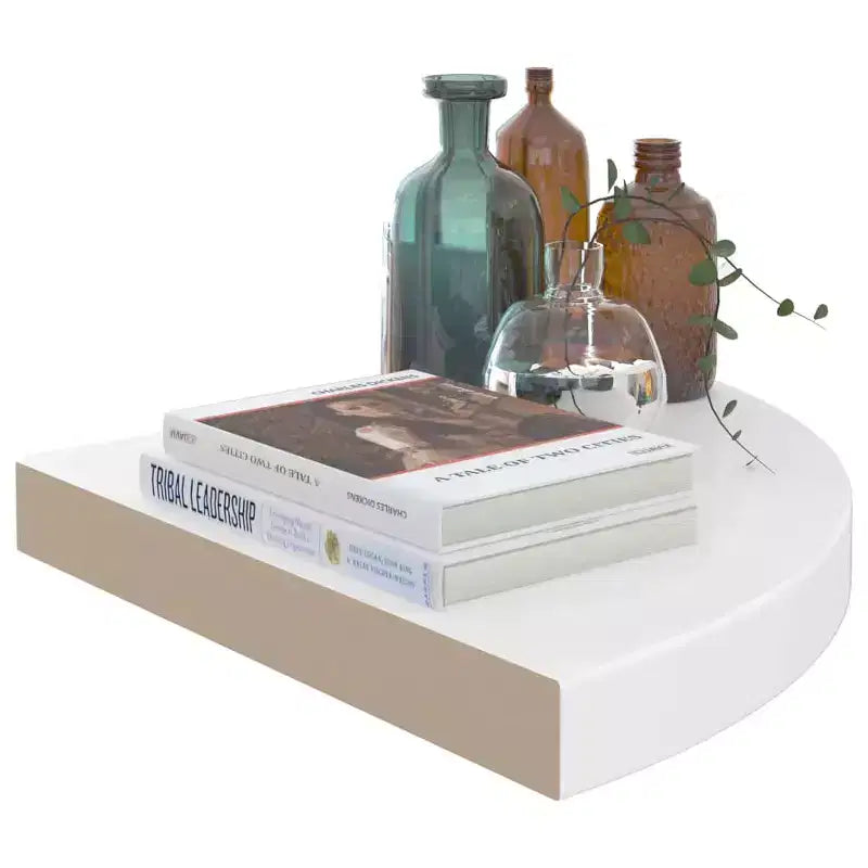 Corner Shelf High gloss white Honeycomb MDF, metal 13.8x13.8x1.5 in