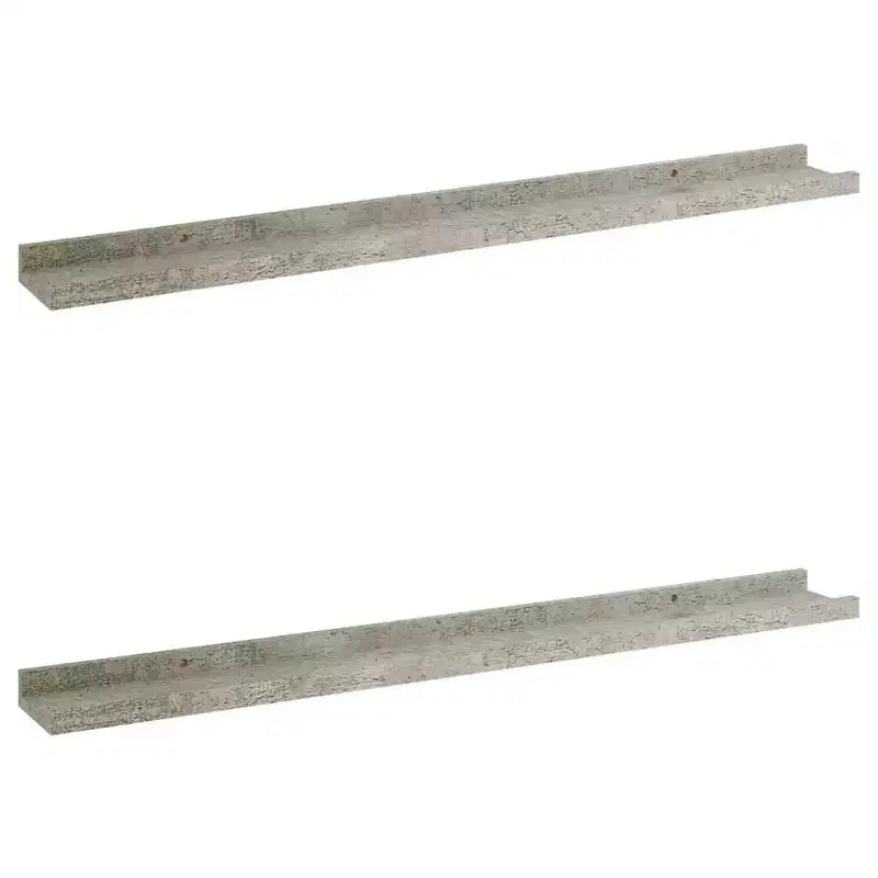 Lot de 2 étagères murales en MDF gris béton 80 x 9 x 3 cm