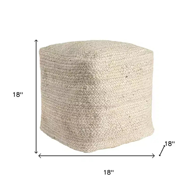 HomeRoots Pouf/Ottoman en jute naturel 18 po