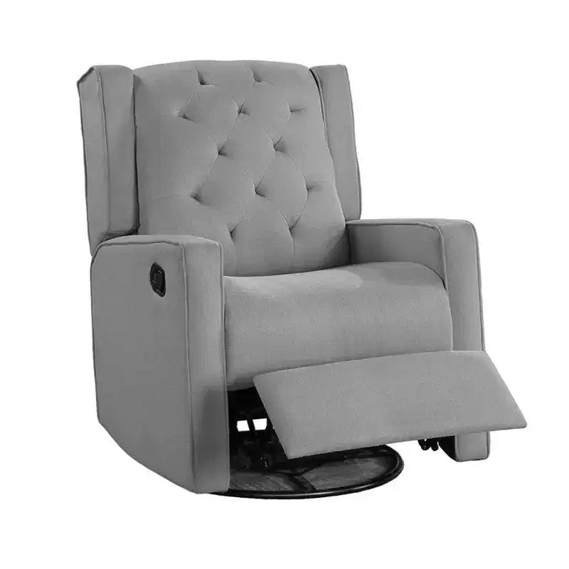Fauteuil inclinable manuel pivotant Royal Hampton, bois massif, toile de jute gris classique