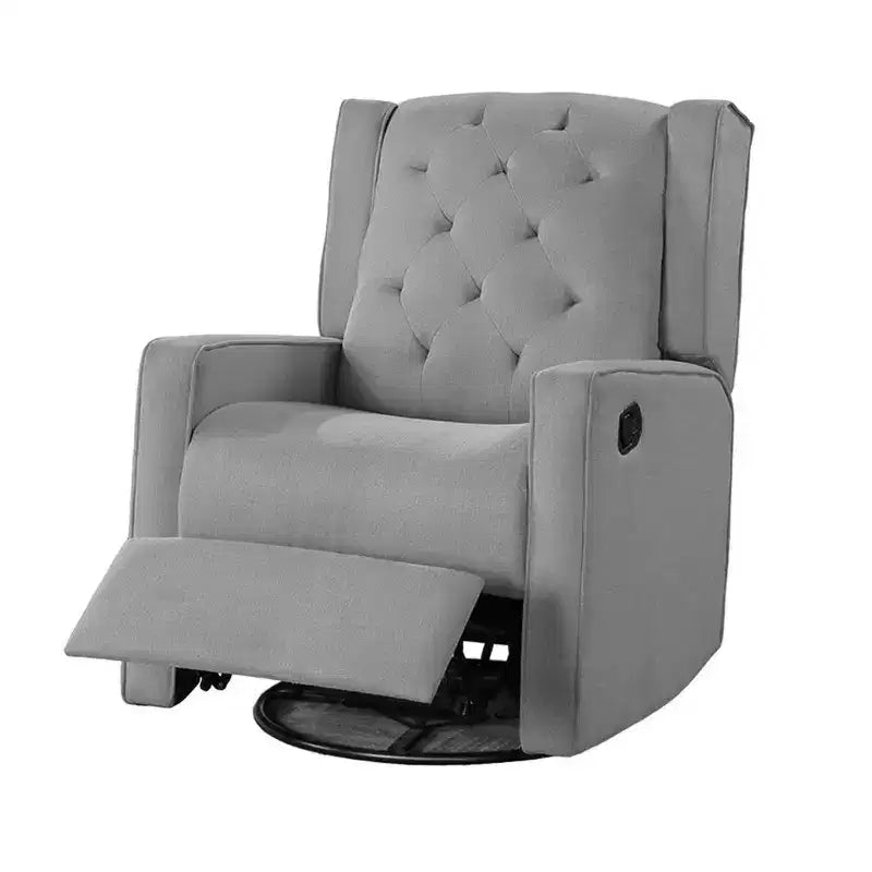 Fauteuil inclinable manuel pivotant Royal Hampton, bois massif, toile de jute gris classique