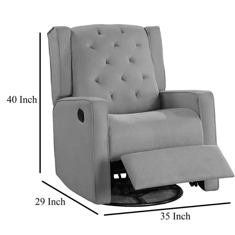 Fauteuil inclinable manuel pivotant Royal Hampton, bois massif, toile de jute gris classique