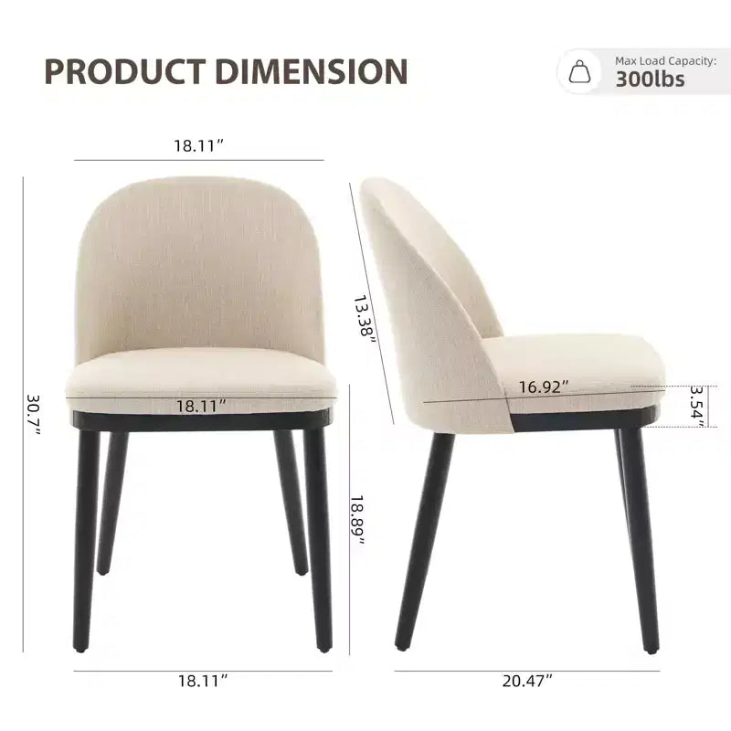 Lot de 2 chaises de salle à manger confortables, coussins épais, chaises de salle à manger, pieds en bois, pour salle à manger, cuisine, restaurant