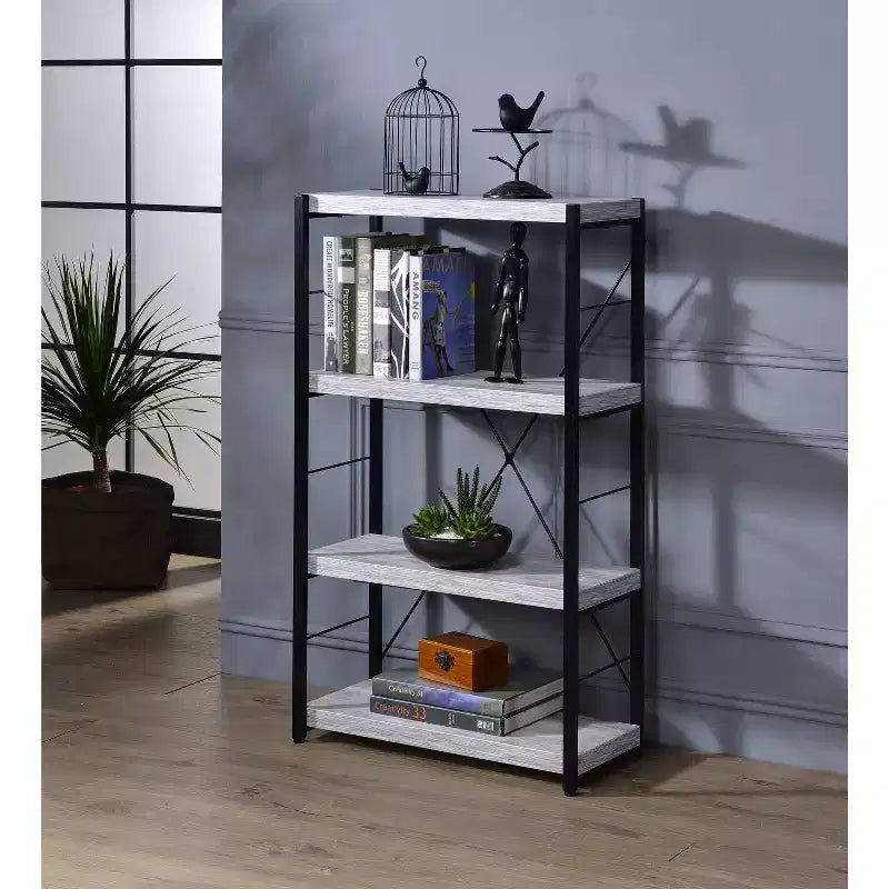 HomeStock 71 H. White Manufactured wood Book Racks 4 with Tier Shelves