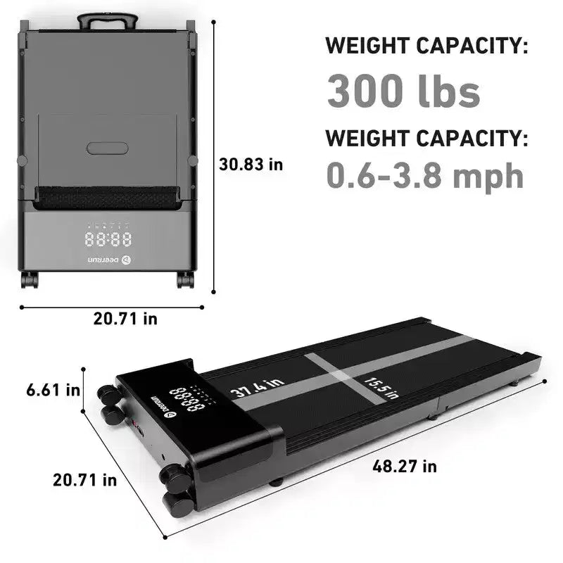 Tapis de course pliable DeerRun Z20 avec affichage LED, dimensions de la bande de roulement 39,4 x 95 cm, ultra compact, idéal pour les voyages