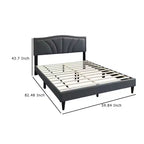 Lit Queen Size Royal Hampton, tête de lit incurvée rembourrée en toile de jute gris anthracite