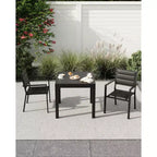 Table à manger extensible en aluminium, fer et bois, effet grain de boisTable à manger rectangulaire extensible pour porche, jardin, balcon