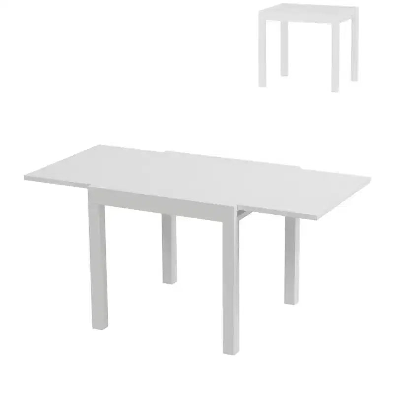 Table à manger extensible en aluminium, fer et bois, effet grain de boisTable à manger rectangulaire extensible pour porche, jardin, balcon