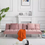 MAYEERTY Canapé-lit Futon 67.7 - Dossier réglable sur 5 positions, Revêtement en velours, Design capitonné, 2 oreillers