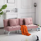 MAYEERTY Canapé-lit Futon 67.7 - Dossier réglable sur 5 positions, Revêtement en velours, Design capitonné, 2 oreillers