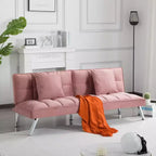 MAYEERTY Canapé-lit Futon 67.7 - Dossier réglable sur 5 positions, Revêtement en velours, Design capitonné, 2 oreillers