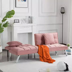 MAYEERTY Canapé-lit Futon 67.7 - Dossier réglable sur 5 positions, Revêtement en velours, Design capitonné, 2 oreillers