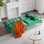 MAYEERTY Canapé-lit Futon 67.7 - Dossier réglable sur 5 positions, Revêtement en velours, Design capitonné, 2 oreillers