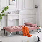 MAYEERTY Canapé-lit Futon 67.7 - Dossier réglable sur 5 positions, Revêtement en velours, Design capitonné, 2 oreillers