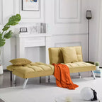 MAYEERTY Canapé-lit Futon 67.7 - Dossier réglable sur 5 positions, Revêtement en velours, Design capitonné, 2 oreillers