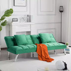 MAYEERTY Canapé-lit Futon 67.7 - Dossier réglable sur 5 positions, Revêtement en velours, Design capitonné, 2 oreillers