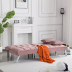 MAYEERTY Canapé-lit Futon 67.7 - Dossier réglable sur 5 positions, Revêtement en velours, Design capitonné, 2 oreillers