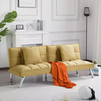 MAYEERTY Canapé-lit Futon 67.7 - Dossier réglable sur 5 positions, Revêtement en velours, Design capitonné, 2 oreillers