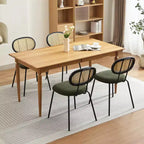 Ensemble de 2 chaises de salle à manger Rembourrées en velours Pieds en métal robustes Dossier en osier Idéales pour les salons et les zones de réception
