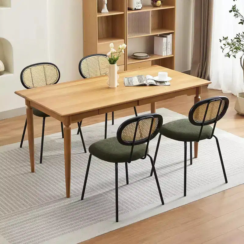 Ensemble de 2 chaises de salle à manger Rembourrées en velours Pieds en métal robustes Dossier en osier Idéales pour les salons et les zones de réception