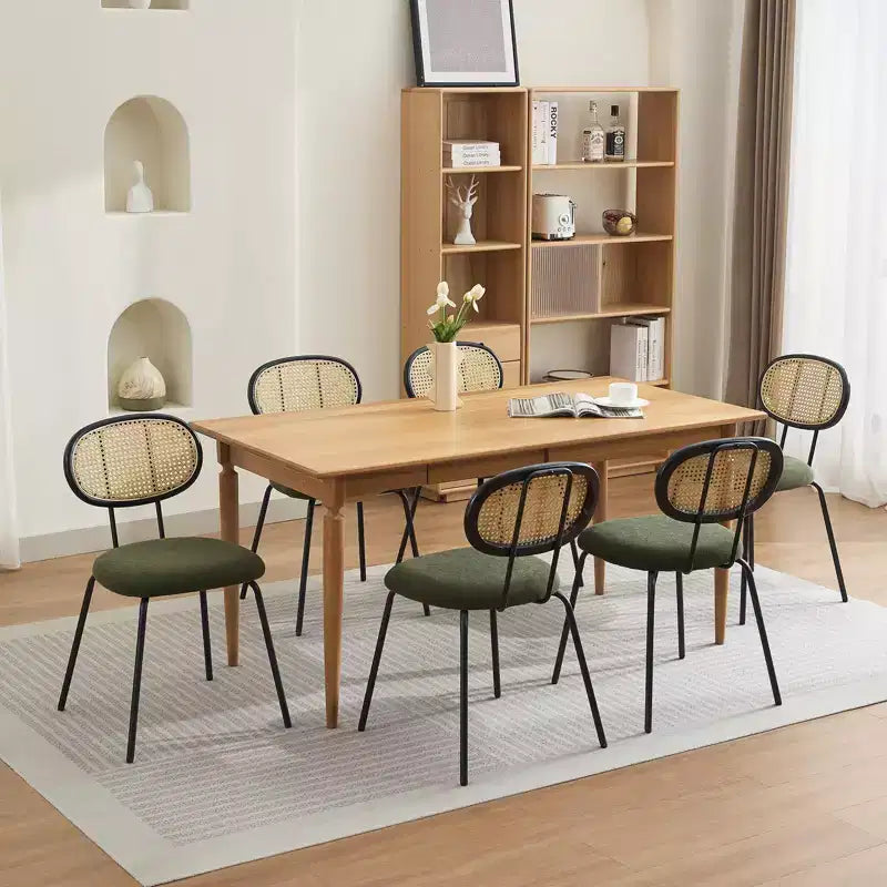 Ensemble de 2 chaises de salle à manger Rembourrées en velours Pieds en métal robustes Dossier en osier Idéales pour les salons et les zones de réception