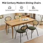 Ensemble de 2 chaises de salle à manger Rembourrées en velours Pieds en métal robustes Dossier en osier Idéales pour les salons et les zones de réception