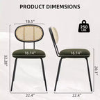 Ensemble de 2 chaises de salle à manger Rembourrées en velours Pieds en métal robustes Dossier en osier Idéales pour les salons et les zones de réception