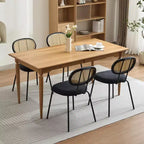 Ensemble de 2 chaises de salle à manger Rembourrées en velours Pieds en métal robustes Dossier en osier Idéales pour les salons et les zones de réception