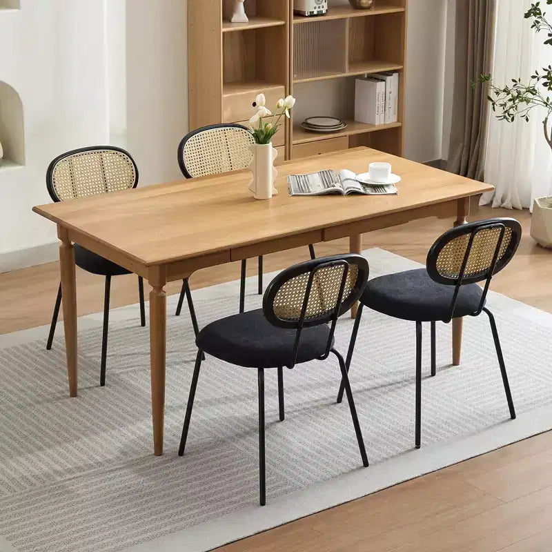 Ensemble de 2 chaises de salle à manger Rembourrées en velours Pieds en métal robustes Dossier en osier Idéales pour les salons et les zones de réception