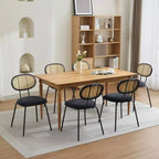 Ensemble de 2 chaises de salle à manger Rembourrées en velours Pieds en métal robustes Dossier en osier Idéales pour les salons et les zones de réception