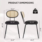 Ensemble de 2 chaises de salle à manger Rembourrées en velours Pieds en métal robustes Dossier en osier Idéales pour les salons et les zones de réception